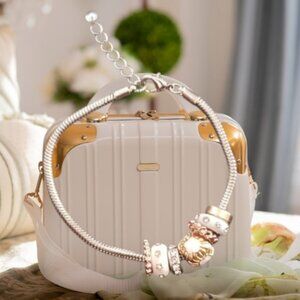 Multi-charm Silver and Gold Snake Chain Charm Bracelet